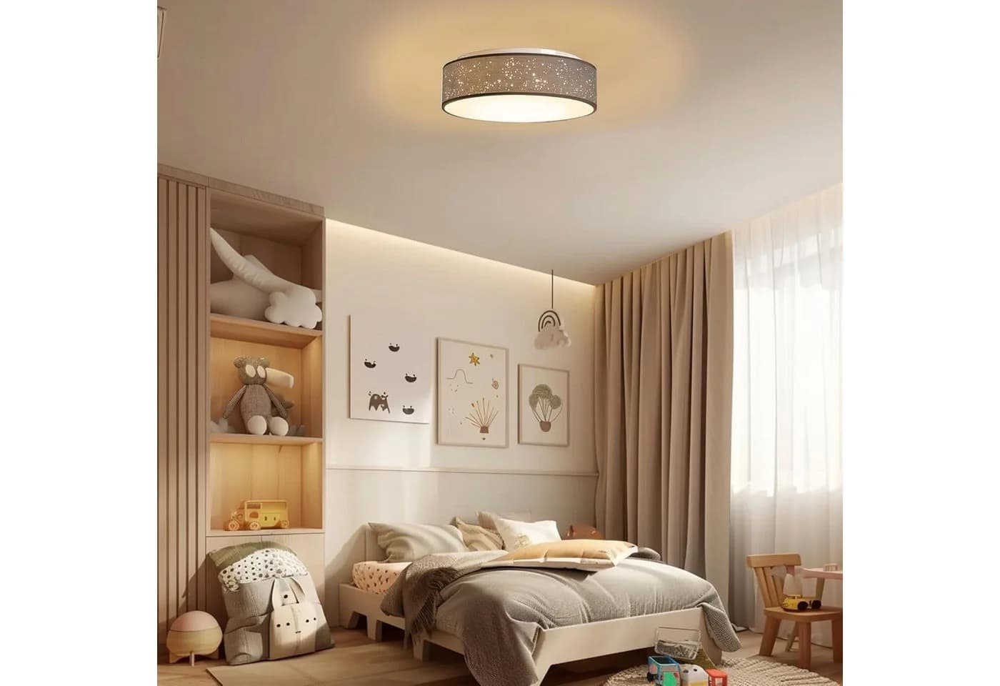 Zedelmaier Deckenlampe mit Stoff-Lampenschirm, Sternendesign - Bild 4