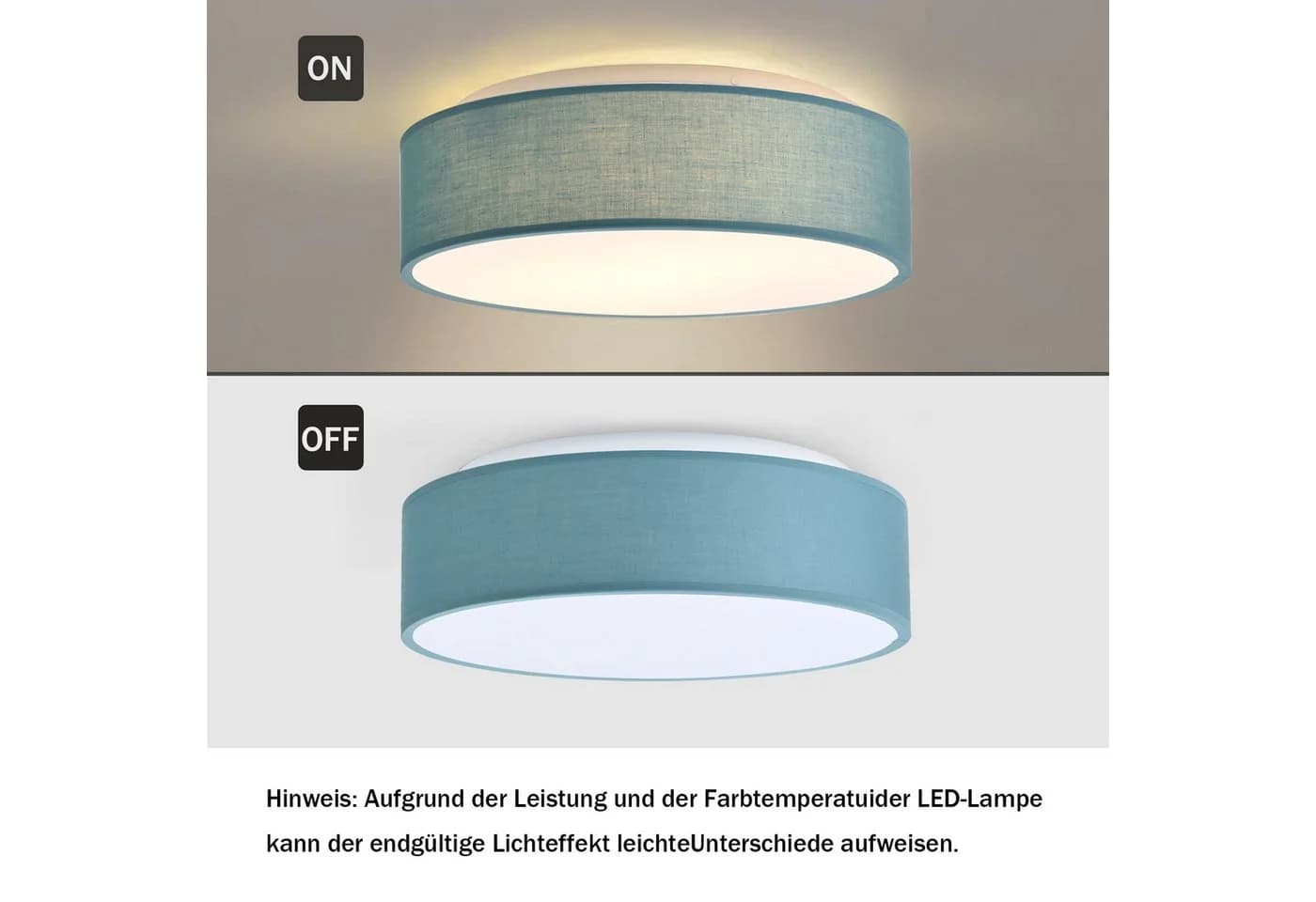 Zedelmaier Deckenlampe Stoff-Lampenschirm Türkis