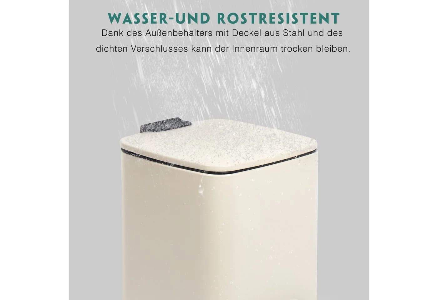 Zedelmaier Mülleimer mit Deckel Soft Close Metall Treteimer Beige/Weiß - Bild 4