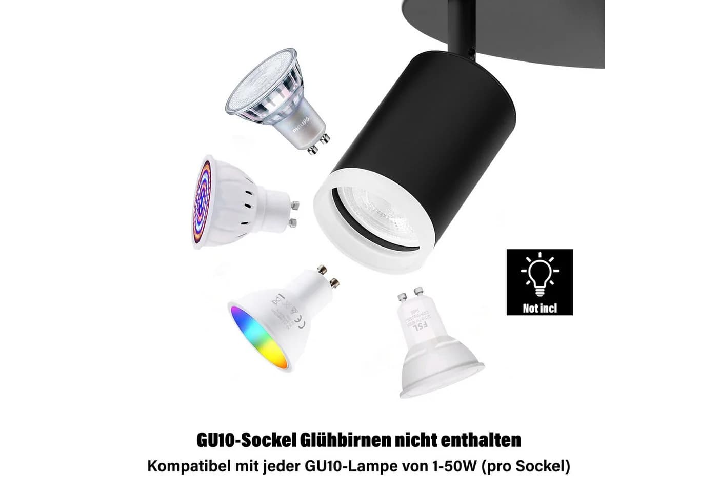 Zedelmaier Deckenstrahler Schwarz GU10 350° schwenkbar - Bild 4
