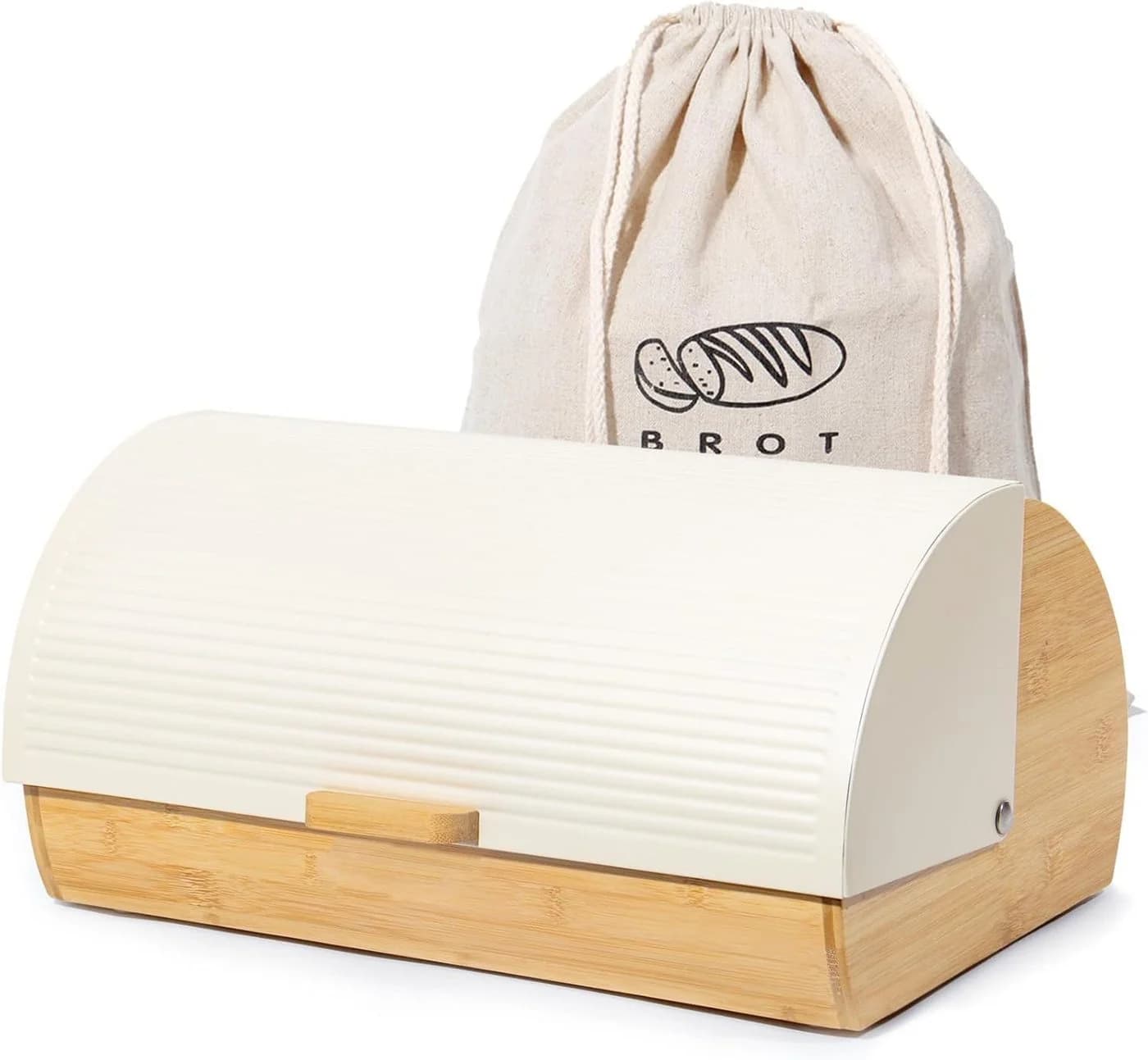 Zedelmaier Brotkasten Bambus mit Rolldeckel Set Beige/Weiß - Bild 2