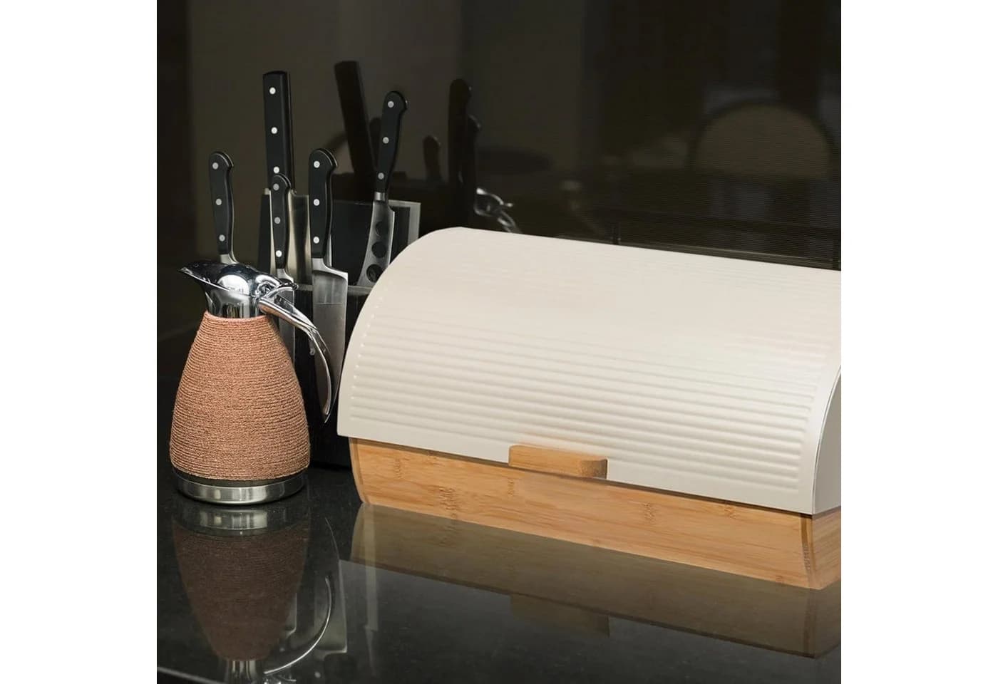 Zedelmaier Brotkasten Bambus mit Rolldeckel Set Beige/Weiß - Bild 5