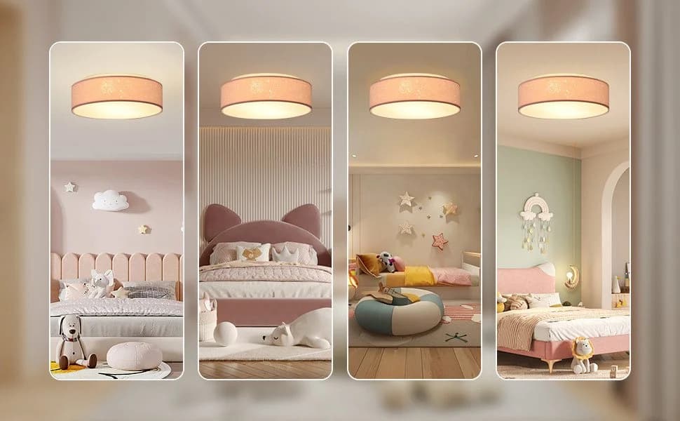 Zedelmaier Deckenlampe Stoff-Lampenschirm Sternendesign Rosa