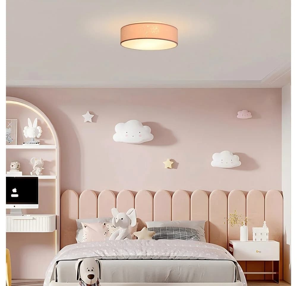 Zedelmaier Deckenlampe Stoff-Lampenschirm Sternendesign Rosa - Bild 3