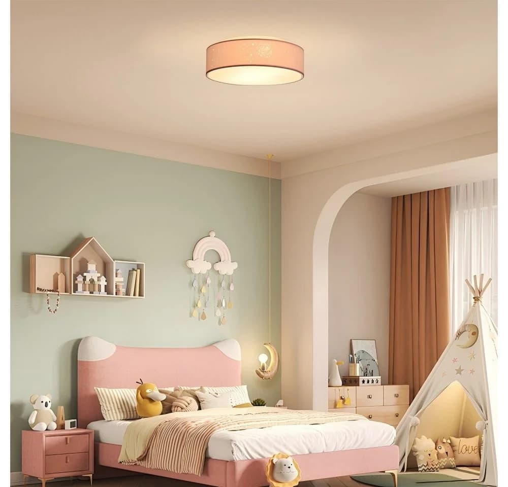 Zedelmaier Deckenlampe Stoff-Lampenschirm Sternendesign Rosa - Bild 4