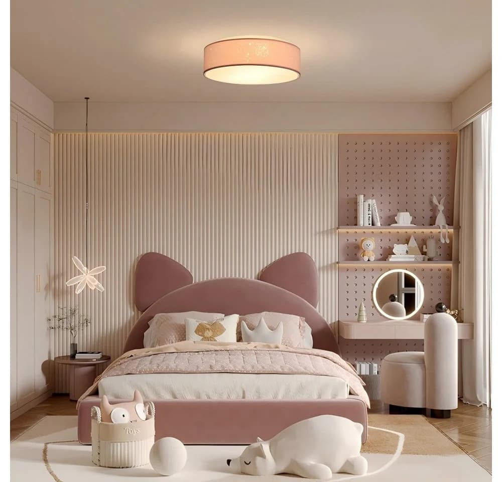 Zedelmaier Deckenlampe Stoff-Lampenschirm Sternendesign Rosa - Bild 5
