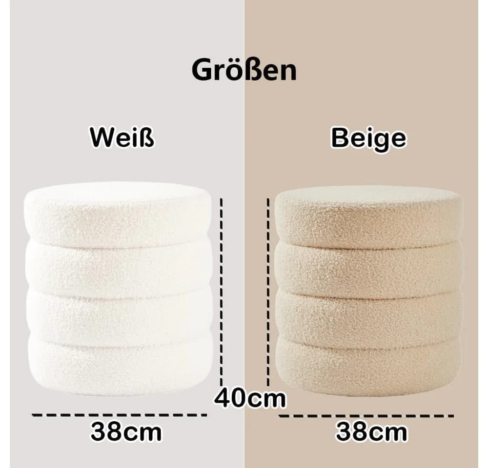 Zedelmaier Sitzhocker Beige Teddyfell mit Stauraum