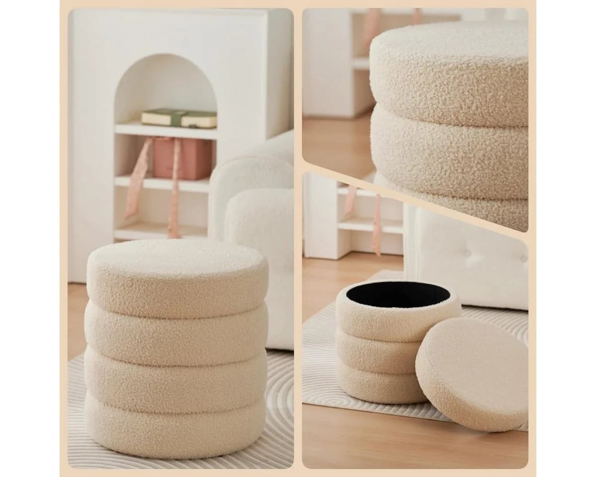 Zedelmaier Sitzhocker Beige Teddyfell mit Stauraum - Bild 5