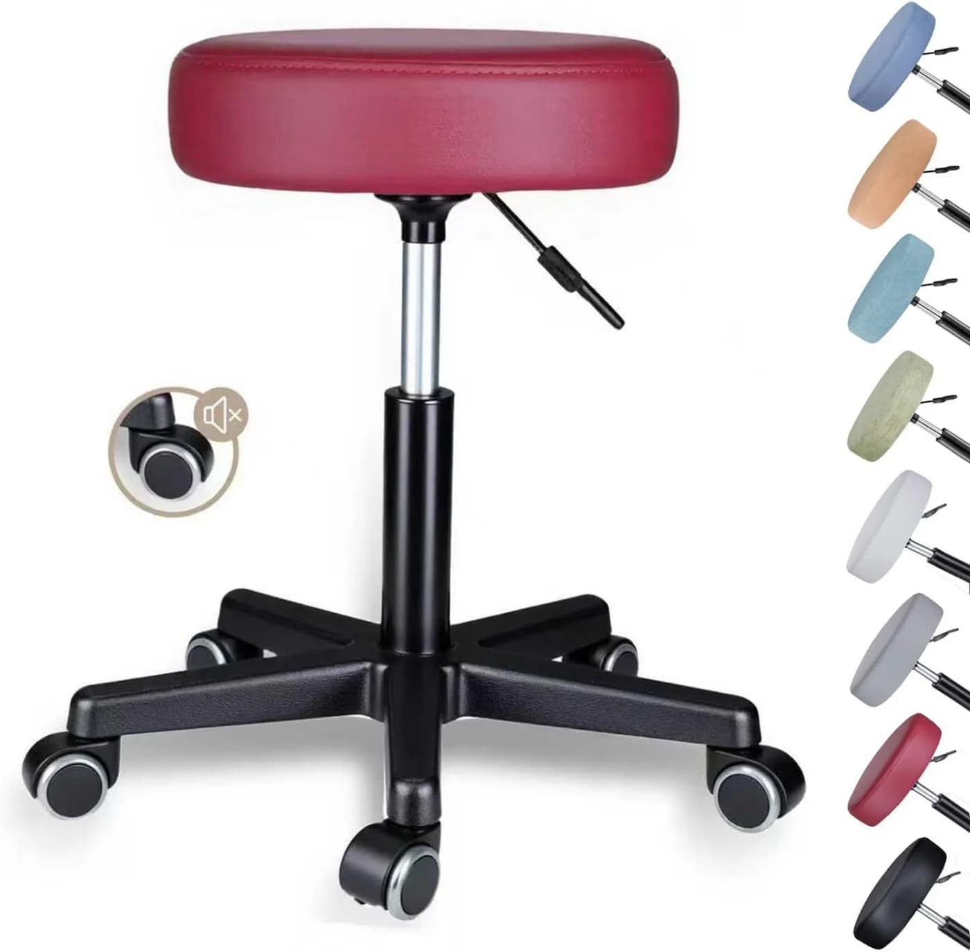 Zedelmaier Drehhocker Bürohocker Barhocker Arbeitshocker Polsterung 46-60cm Höhenverstellbar 360°drehbar mit 5 Rollen - Bild 2