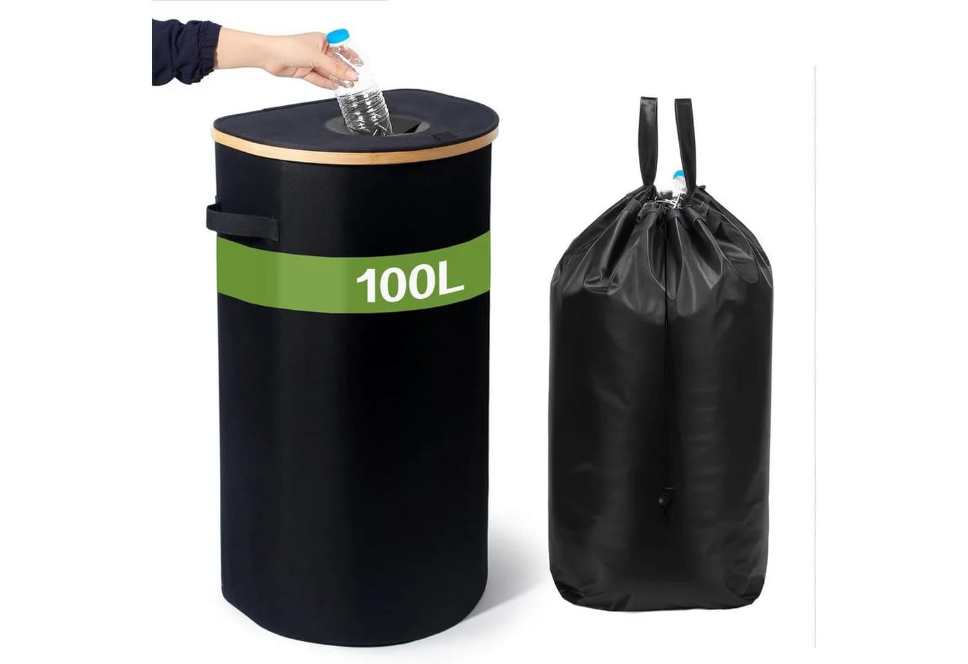 Zedelmaier Fangsack Pfandflaschen 100L Schwarz mit Deckel - Bild 2