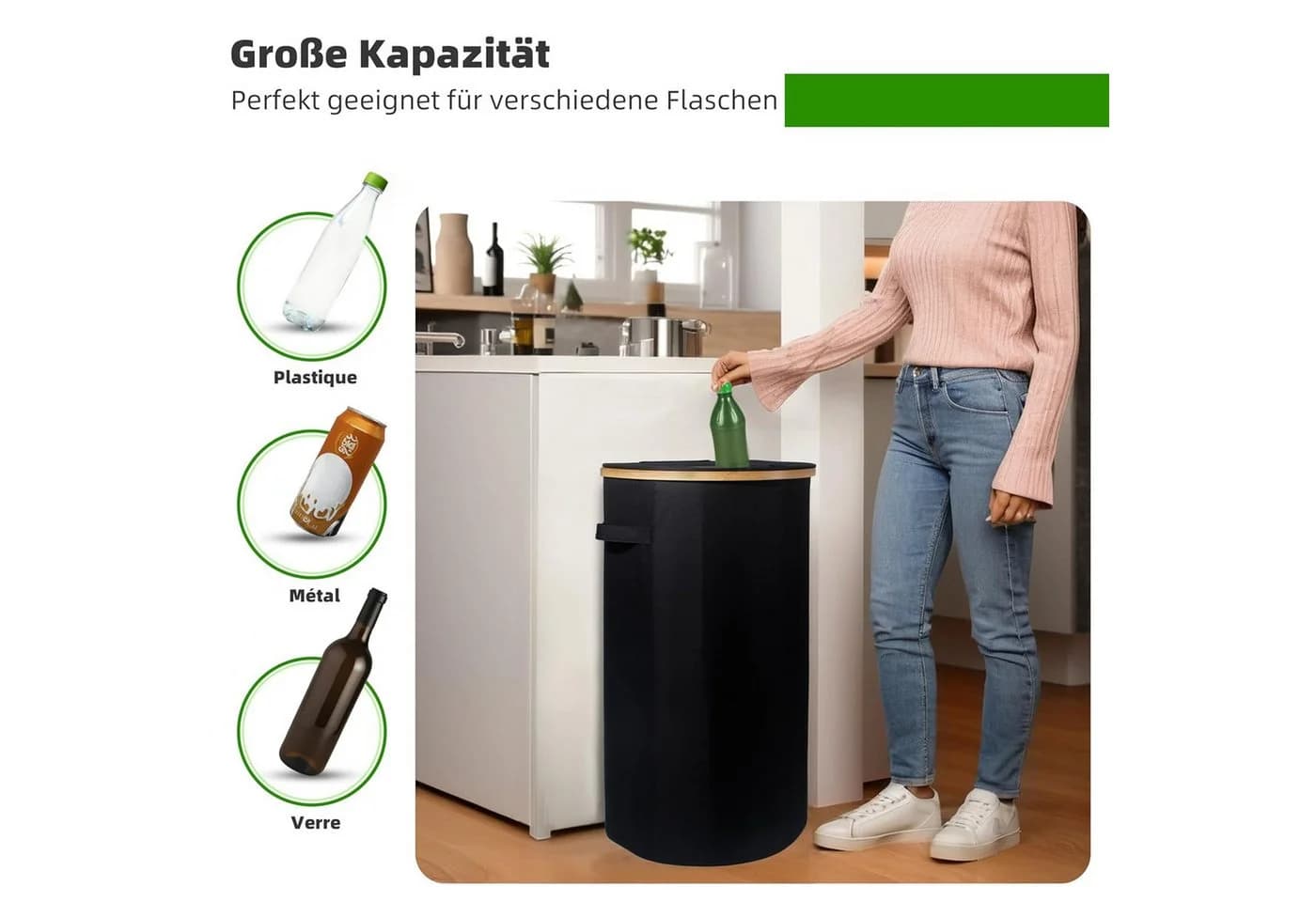 Zedelmaier Fangsack Pfandflaschen 100L Schwarz mit Deckel - Bild 4