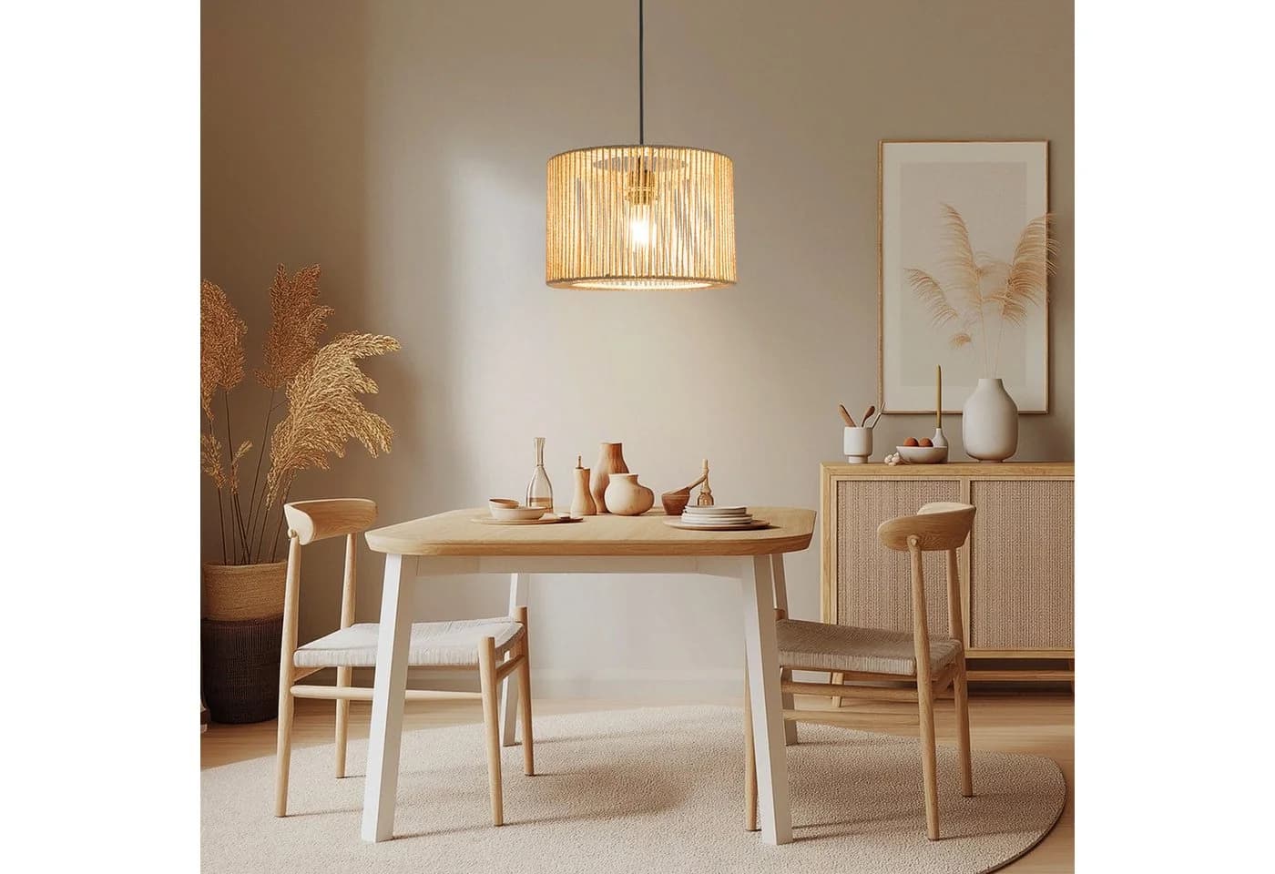 Zedelmaier Pendelleuchte Boho-Design Lampenschirm Papierschnur - Bild 2