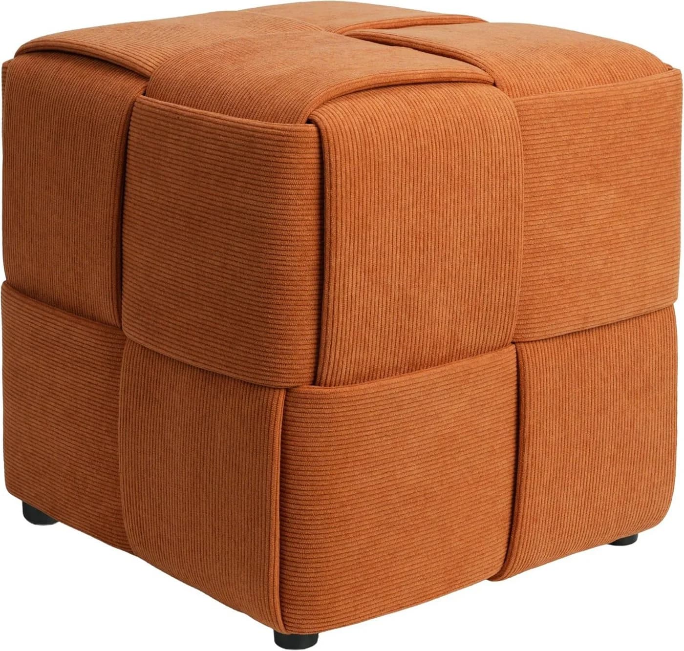 Zedelmaier Sitzhocker Würfel Cord Orange - Fußhocker mit Kreuzgeflecht - Bild 2