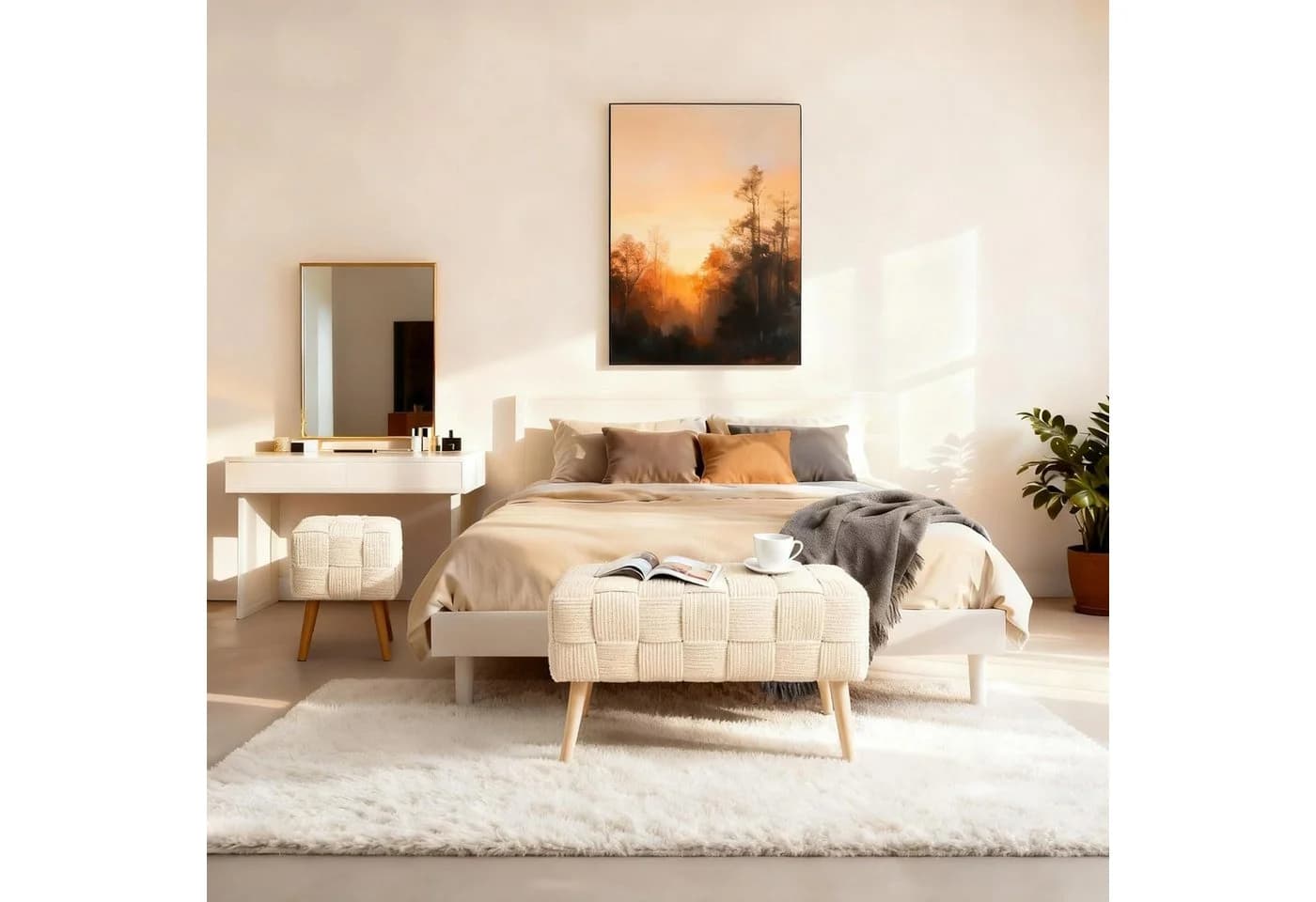 Zedelmaier Sitzhocker Beige Moderner Polsterhocker - Bild 5