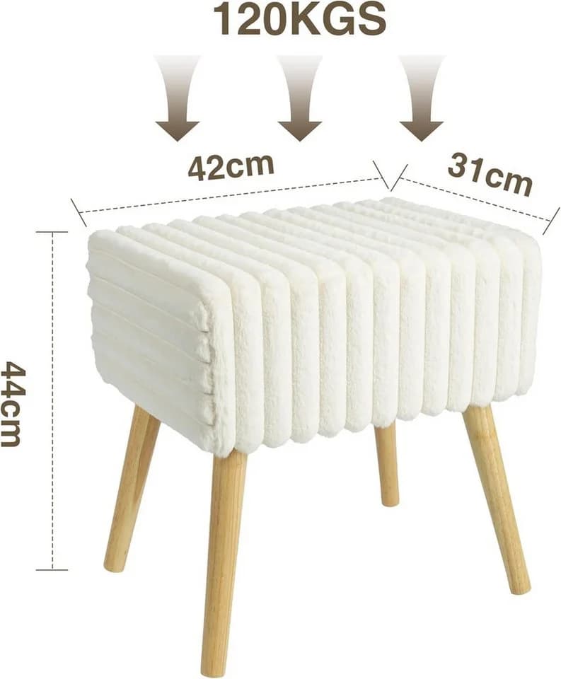 Zedelmaier Hocker Creme-Samt Polsterhocker Schminkhocker