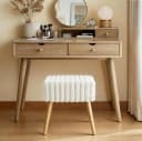 Zedelmaier Hocker Creme-Samt Polsterhocker Schminkhocker Bild 5