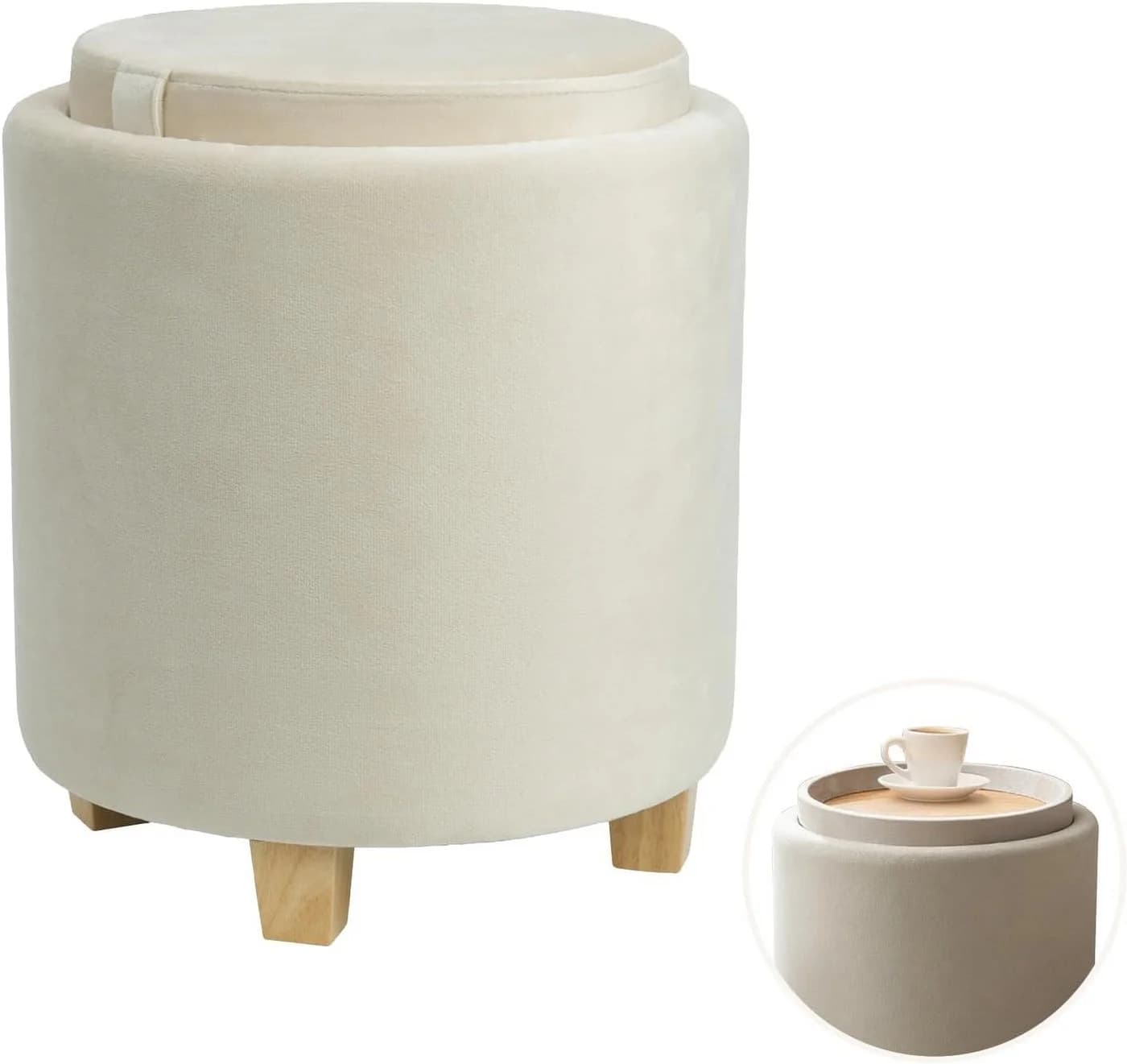 Zedelmaier Sitzhocker mit Stauraum Beige Samt - Bild 2