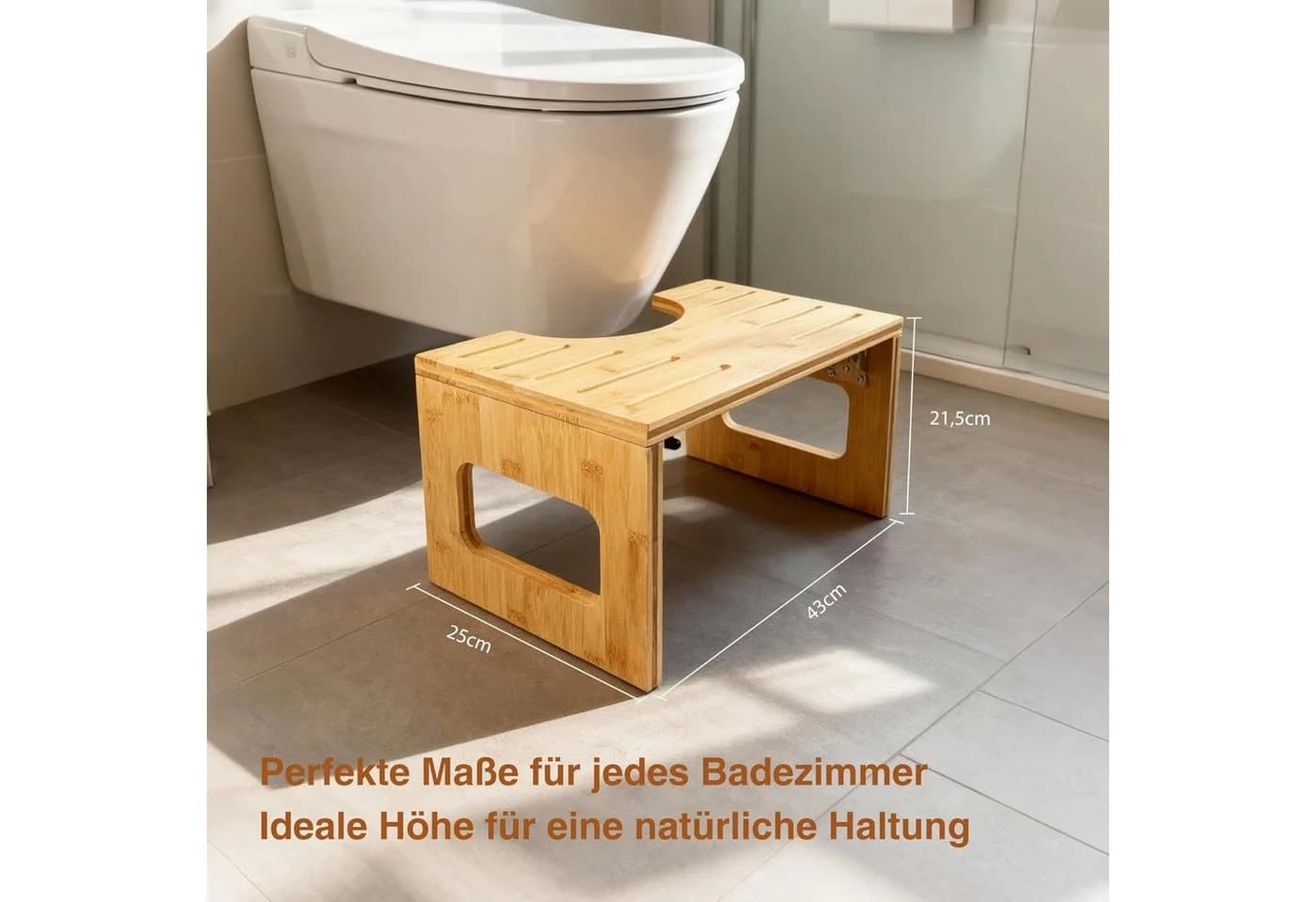 Zedelmaier Toiletten-Stuhl Klappbarer Toilettenhocker aus Bambus