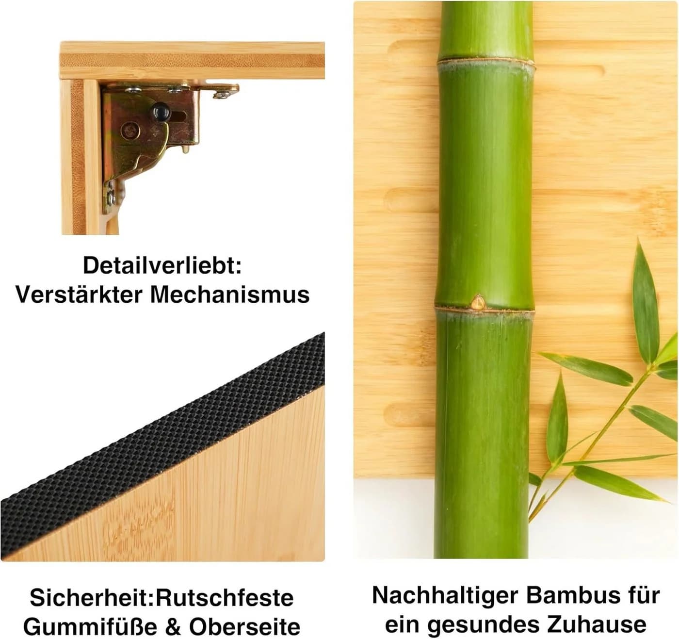 Zedelmaier Toiletten-Stuhl Klappbarer Toilettenhocker aus Bambus - Bild 3