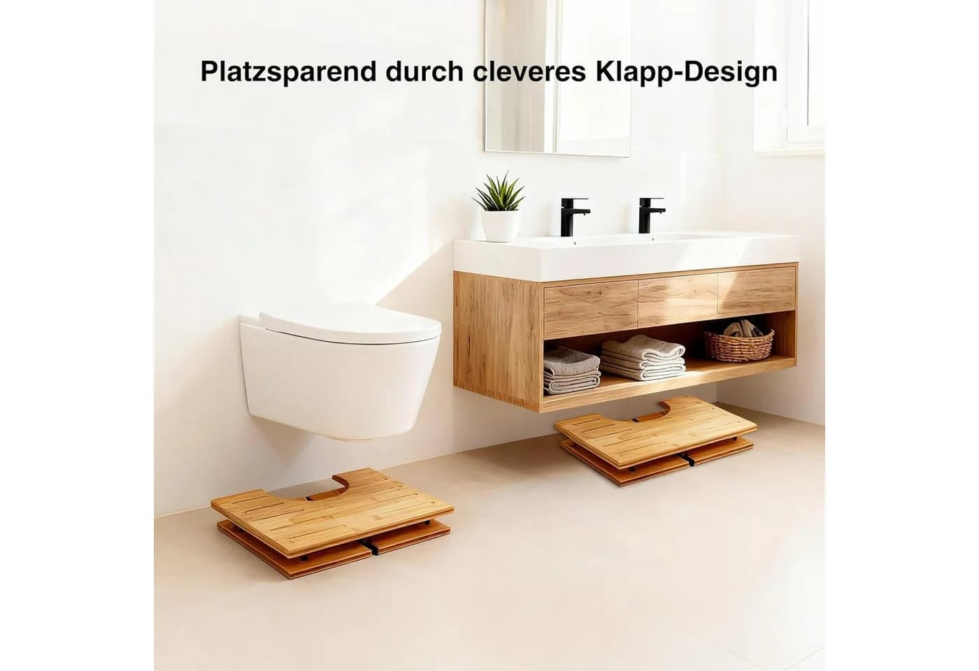 Zedelmaier Toiletten-Stuhl Klappbarer Toilettenhocker aus Bambus - Bild 4