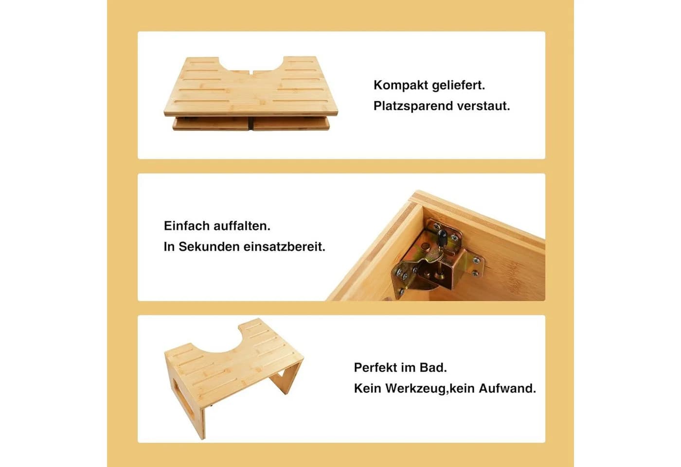 Zedelmaier Toiletten-Stuhl Klappbarer Toilettenhocker aus Bambus - Bild 5