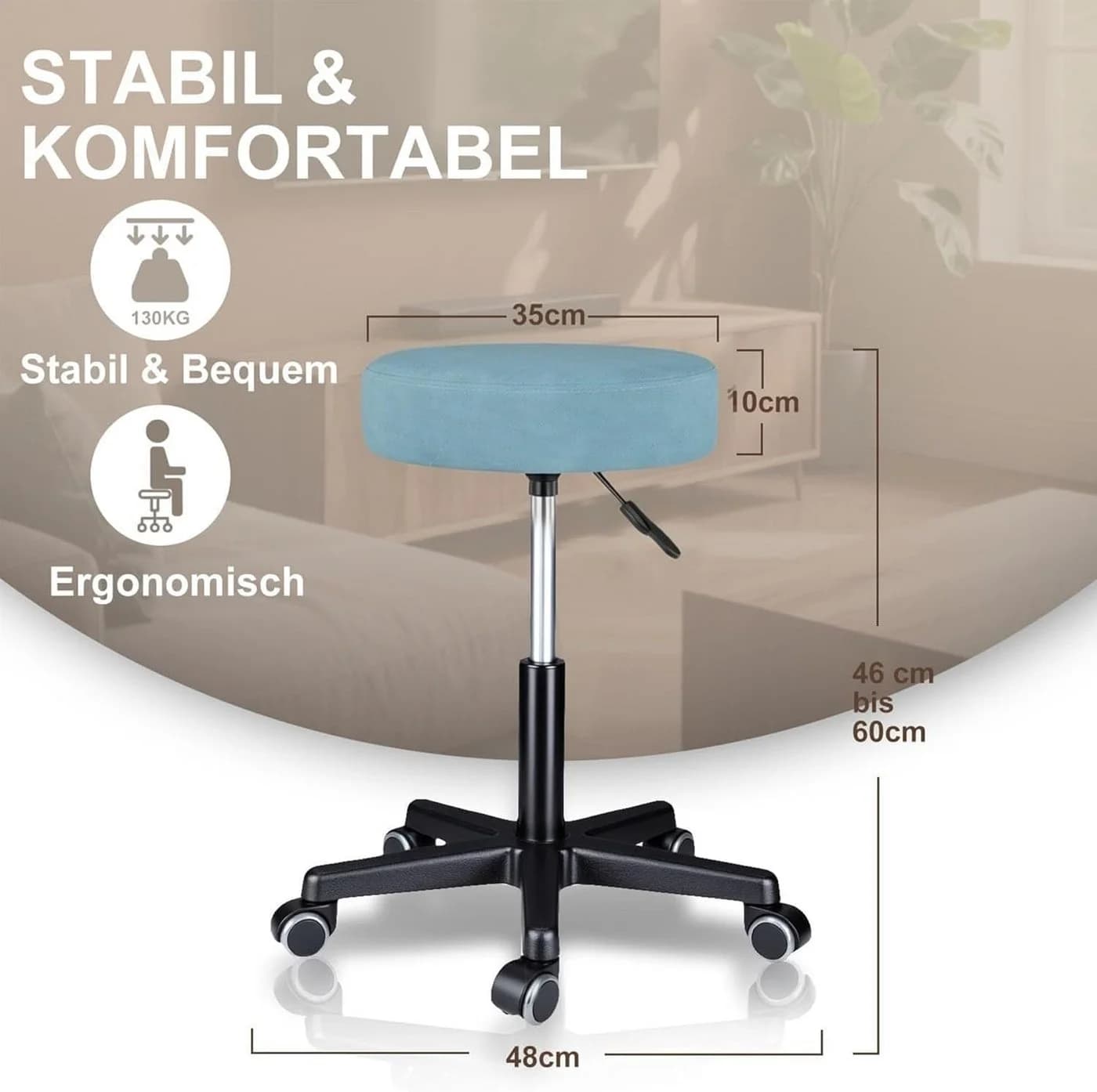 Zedelmaier Drehhocker höhenverstellbar mit Rollen Kunstleder