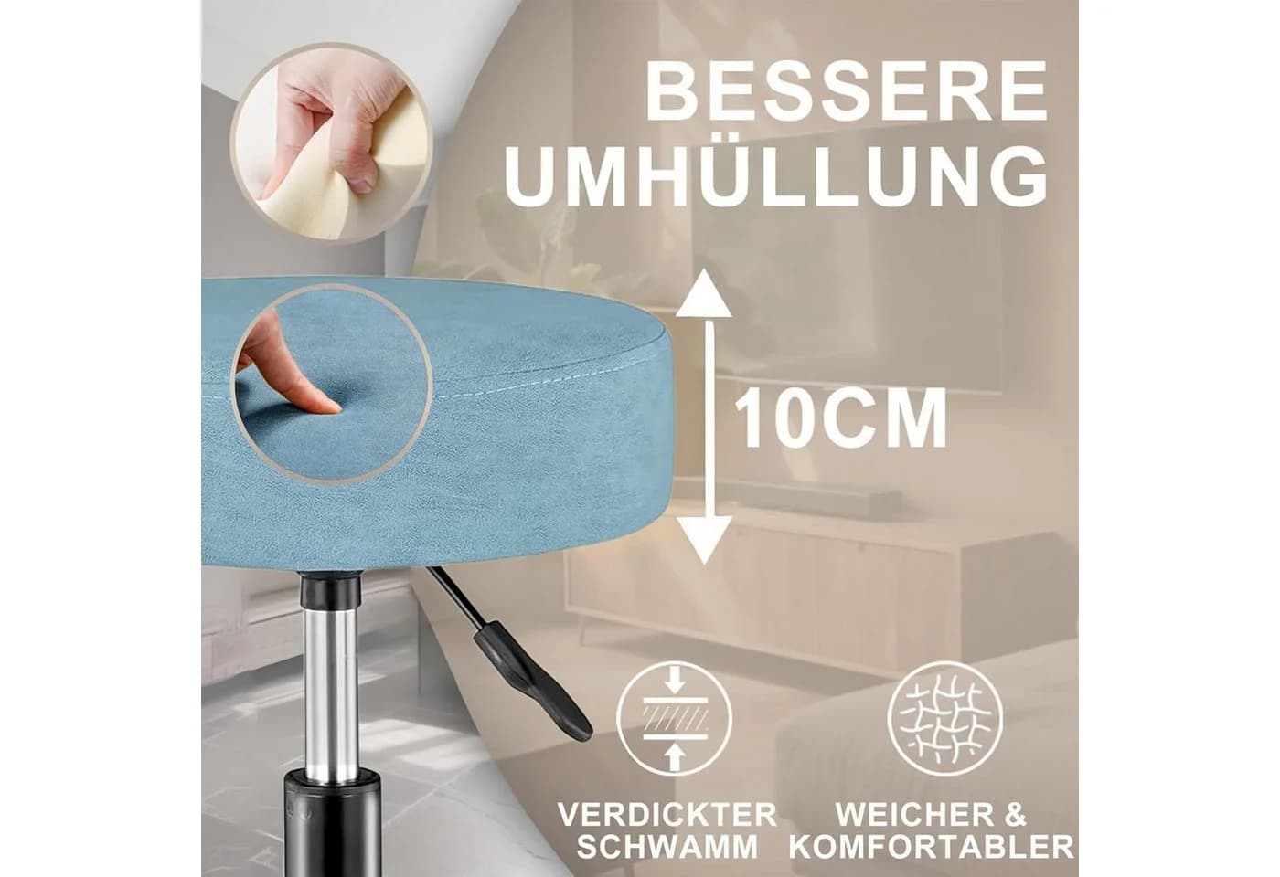 Zedelmaier Drehhocker höhenverstellbar mit Rollen Kunstleder - Bild 3