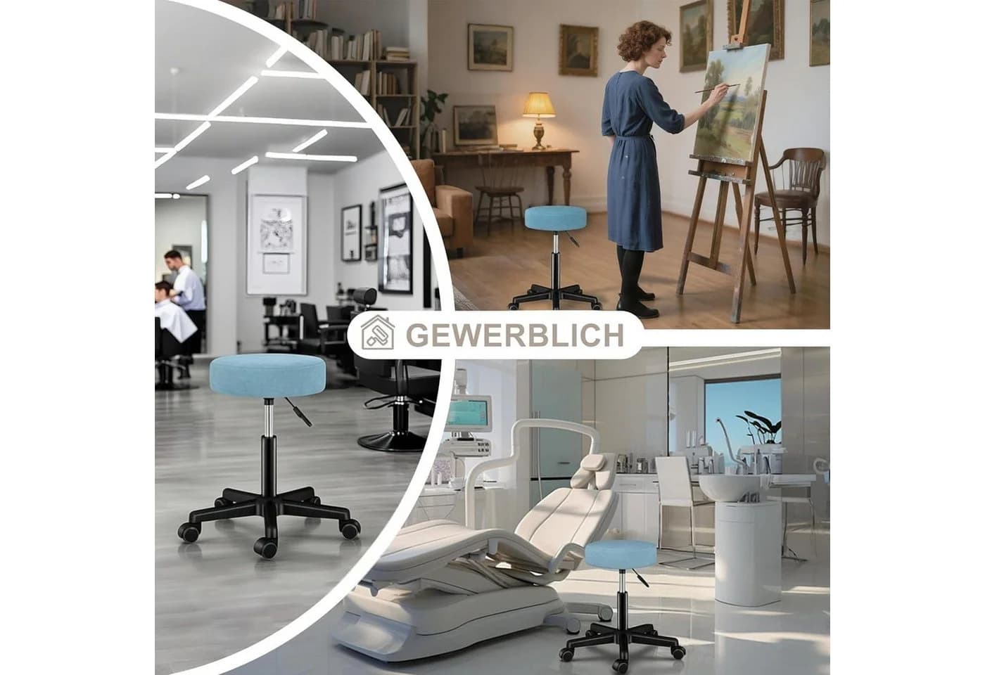 Zedelmaier Drehhocker höhenverstellbar mit Rollen Kunstleder - Bild 5