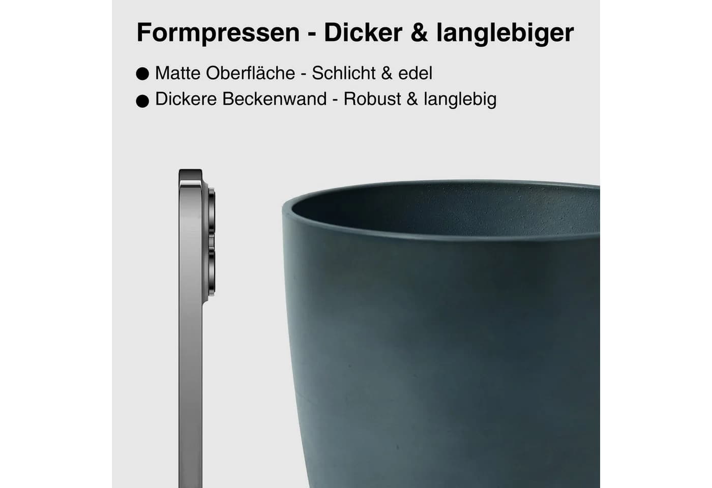 Zedelmaier Blumentopf 2er-Set Blaugrau Kunststoff Matte - Bild 3