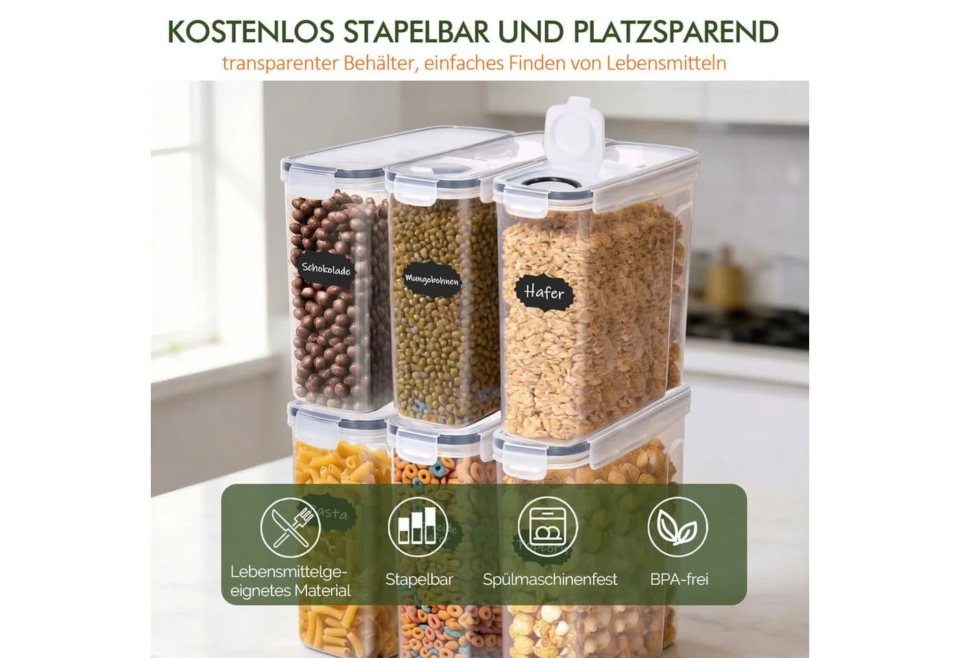 Zedelmaier Vorratsdosen-Set 6-tlg. Weiß Luftdicht BPA-Frei - Bild 5