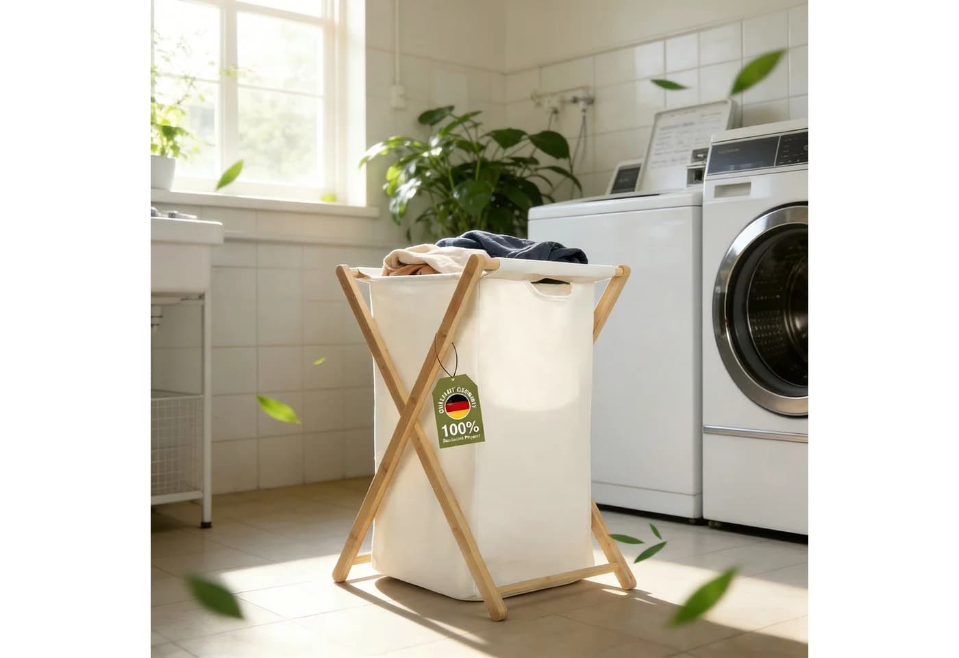 Zedelmaier Wäschekorb Bambus mit Fächern Wäschesortierer Beige - Bild 5
