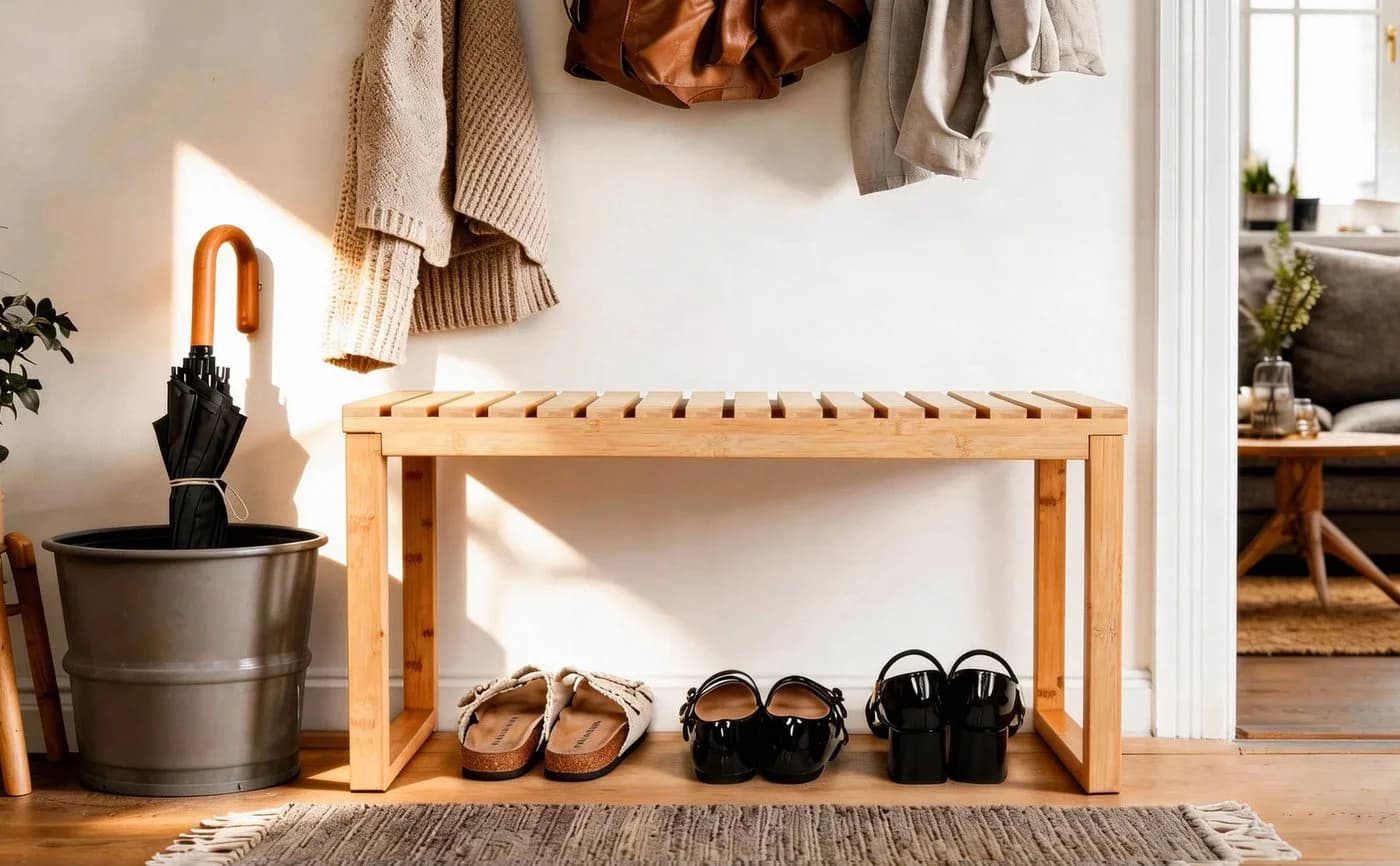 Zedelmaier Schuhbank mit Sitzbank und Polster - Bambus - Bild 4