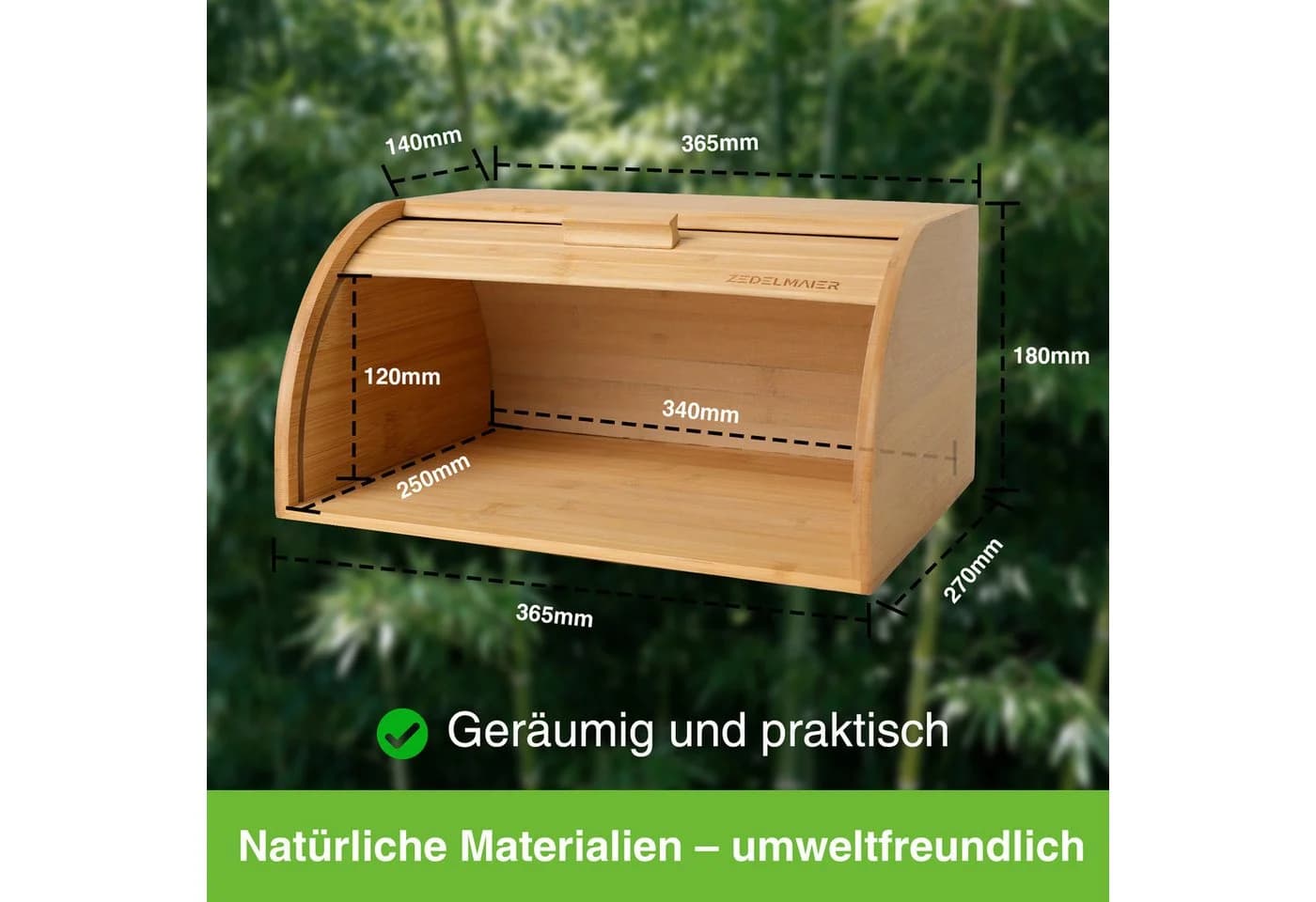 Zedelmaier Brotkasten Bambus mit Rolldeckel - Bild 4