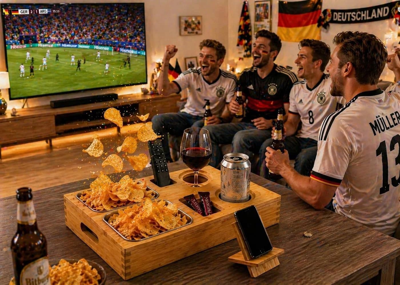 Zedelmaier Bambus Servierplatte Snackbox mit Edelstahlschalen - Bild 5