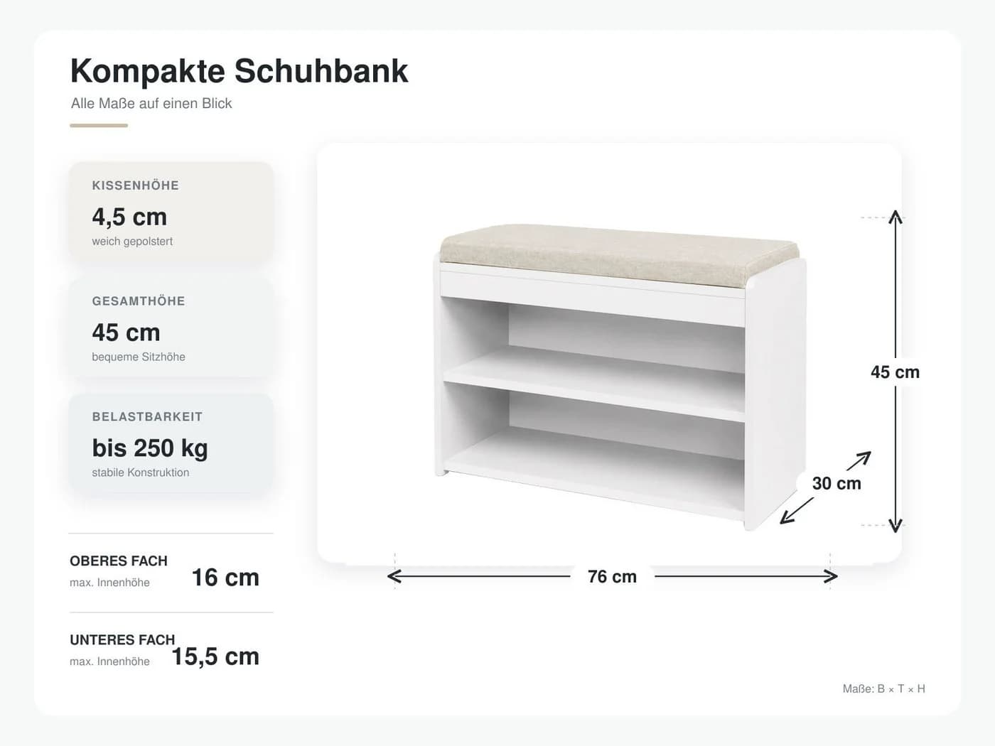 Zedelmaier Sitzbank Schuhregal Weiß - Bild 3