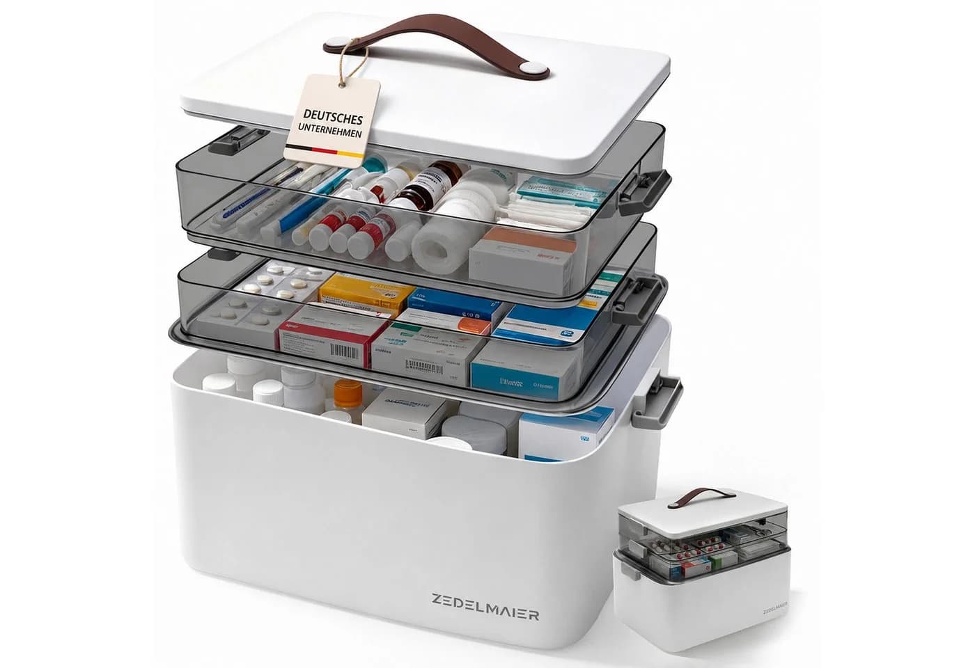 Zedelmaier Medizinbox 3-stöckig Weiß mit Klickverschluss - Bild 2