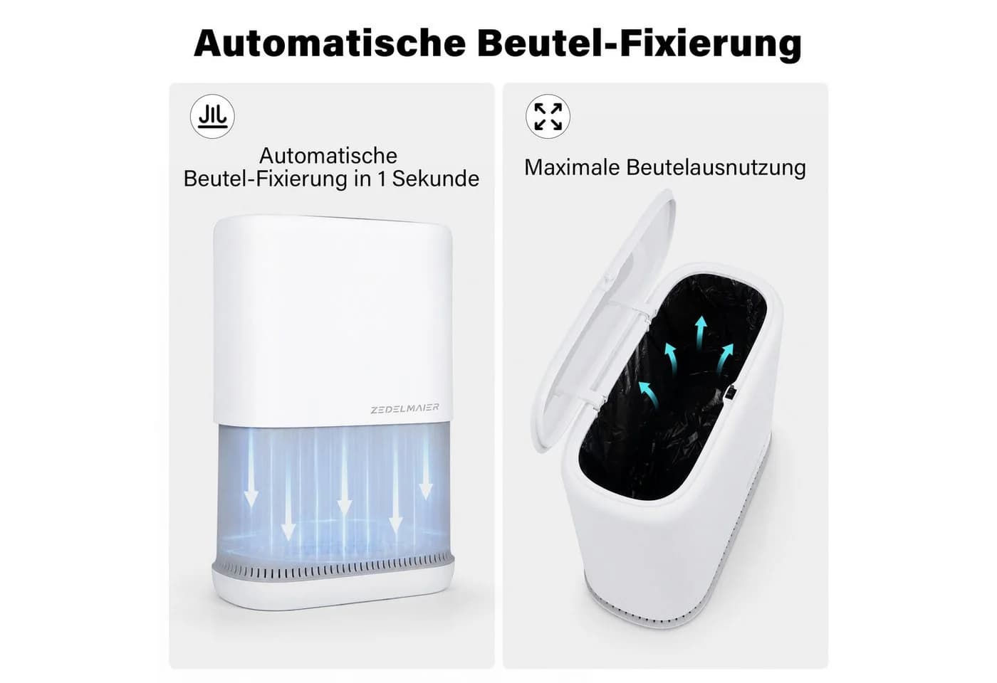 Zedelmaier Mülleimer 8L mit Deckel Weiß PP-Kunststoff - Bild 4