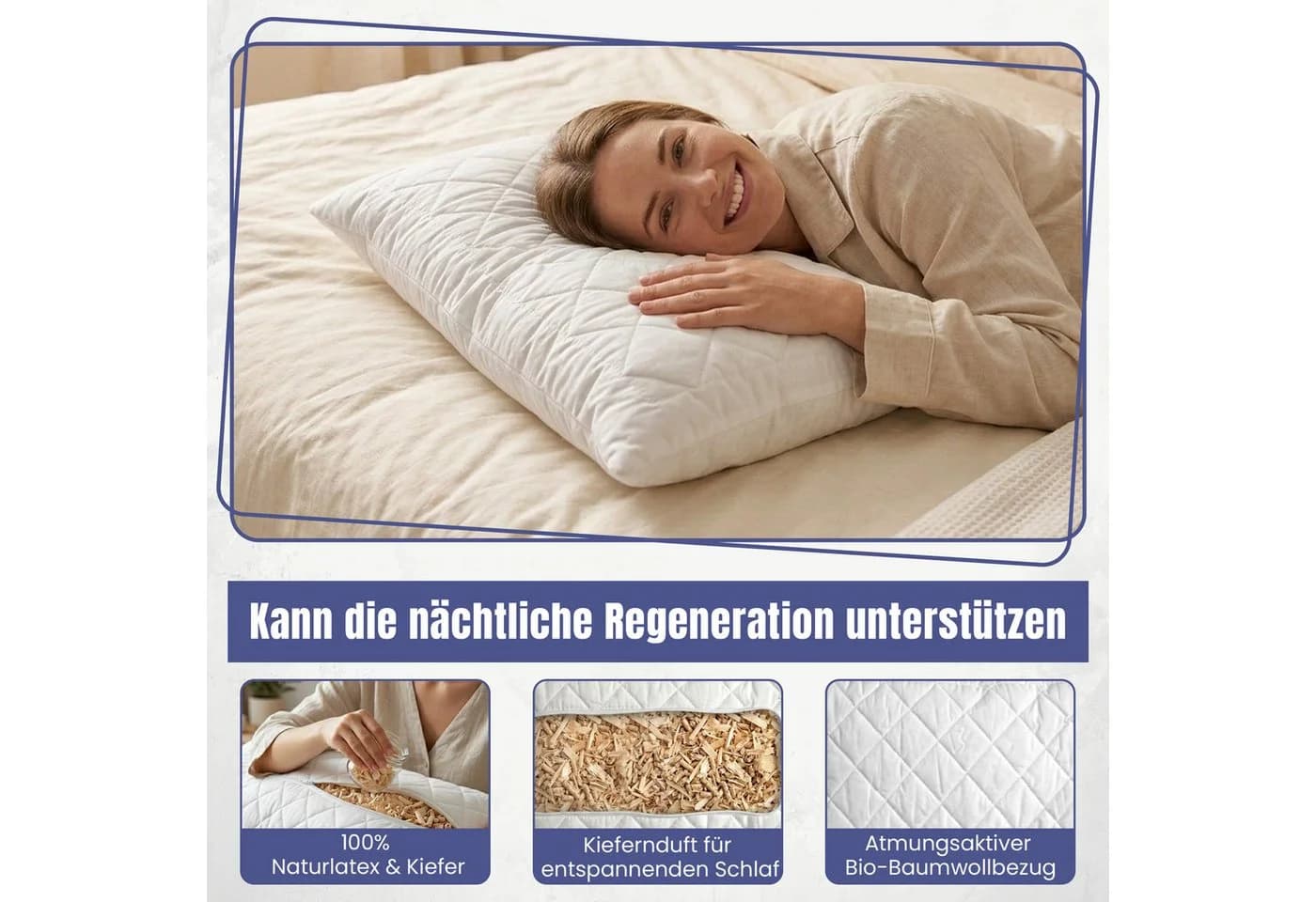 Zirbenkissen mit Naturlatex – Ergonomisches Nackenstützkissen - Bild 4
