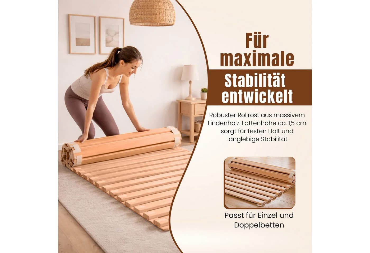 Rollrost massiv metallfrei Lindenholz knarzfrei geborgenschlafen