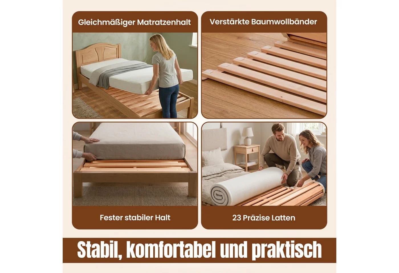 Rollrost massiv metallfrei Lindenholz knarzfrei geborgenschlafen - Bild 3