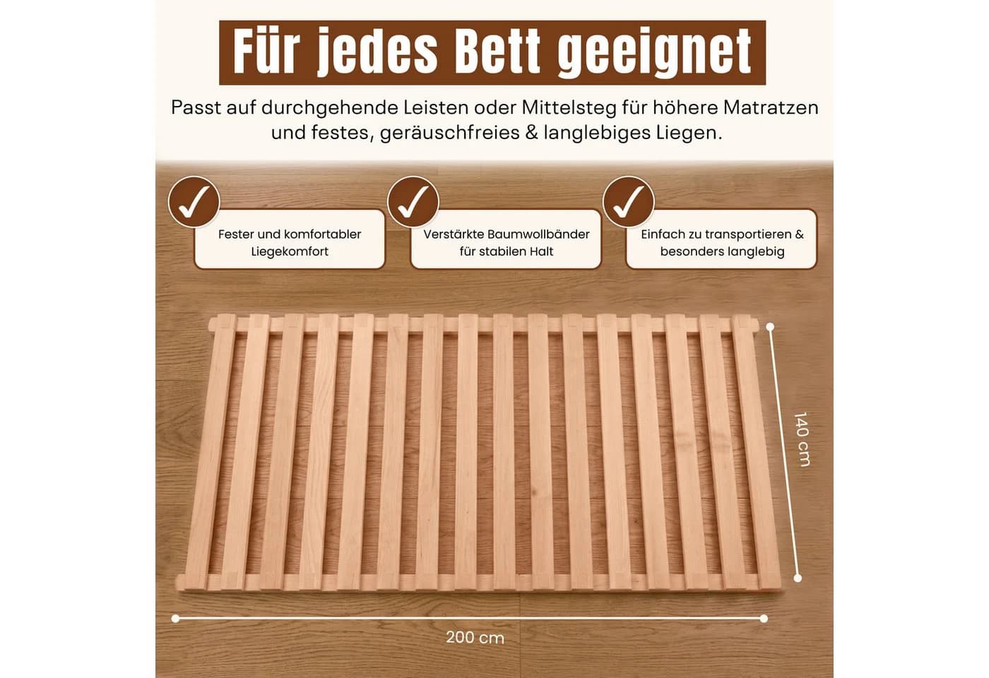 Rollrost massiv metallfrei Lindenholz knarzfrei geborgenschlafen - Bild 4