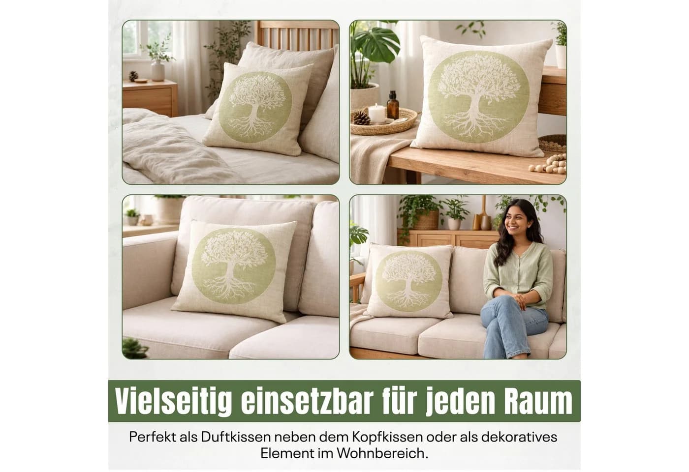 Zirbenkissen Lebensbaum – Dekokissen mit Zirbenspänen – Bio Baumwolle - Bild 3