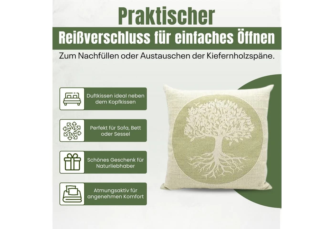 Zirbenkissen Lebensbaum – Dekokissen mit Zirbenspänen – Bio Baumwolle - Bild 4