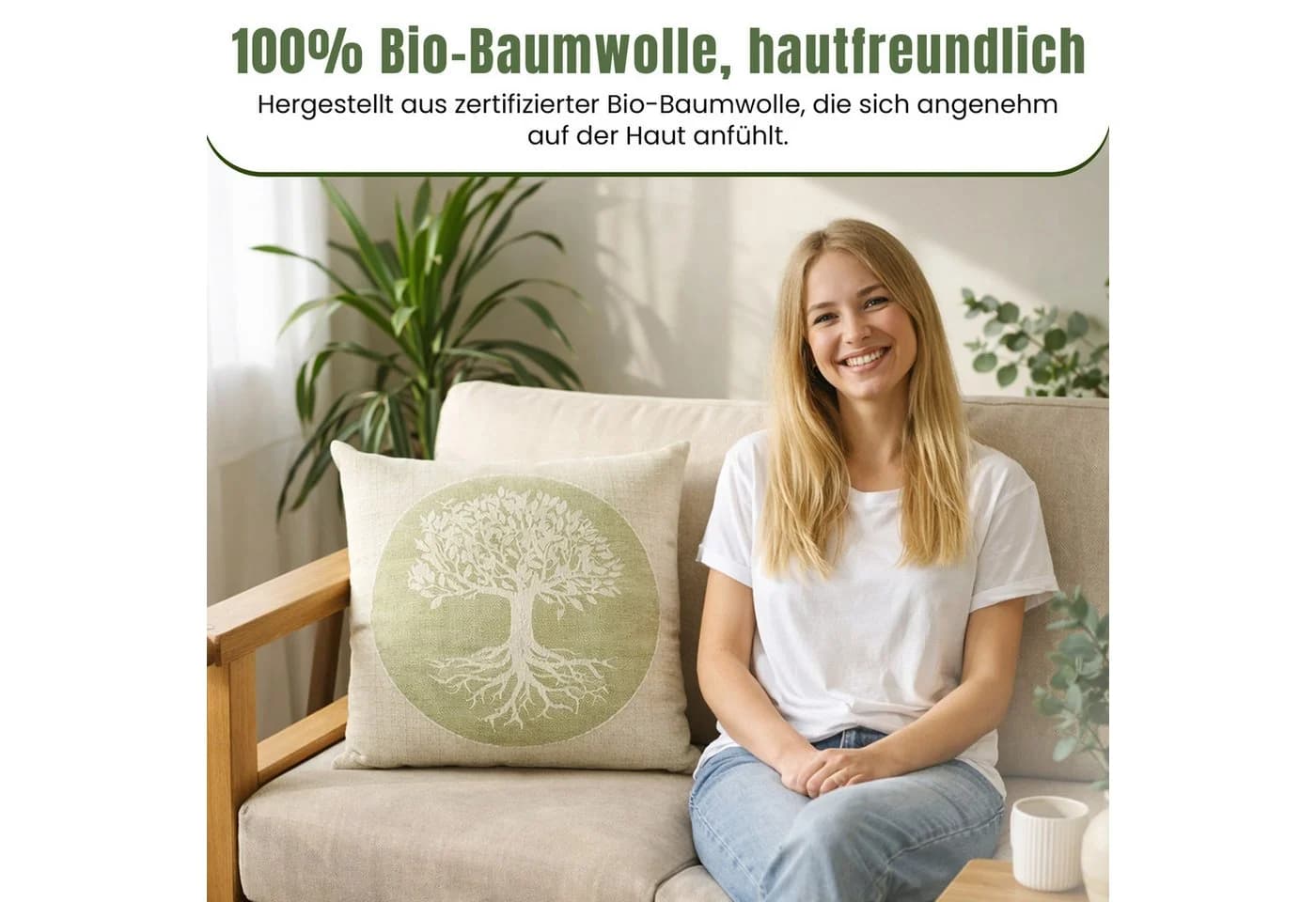 Zirbenkissen Lebensbaum – Dekokissen mit Zirbenspänen – Bio Baumwolle - Bild 5