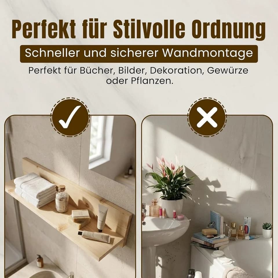 geborgenschlafen Wandregal Zirbenholz 140 cm Naturbelassen Massivholz - Bild 5