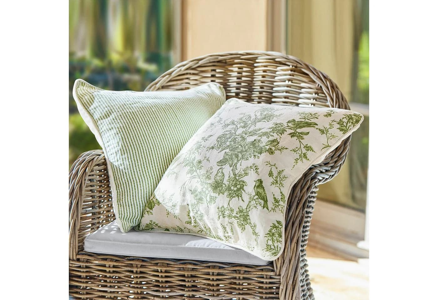 Mirabeau Kissenhülle 2er Set Mercier grün/weiß Toile de Jouy