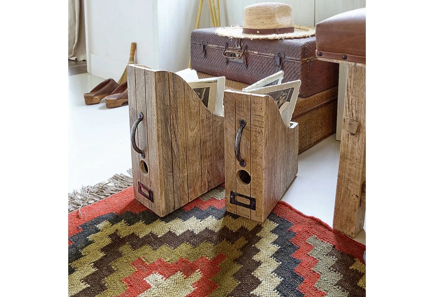 Mirabeau Organizer Stehsammler 2er Set antikbraun Mangoholz