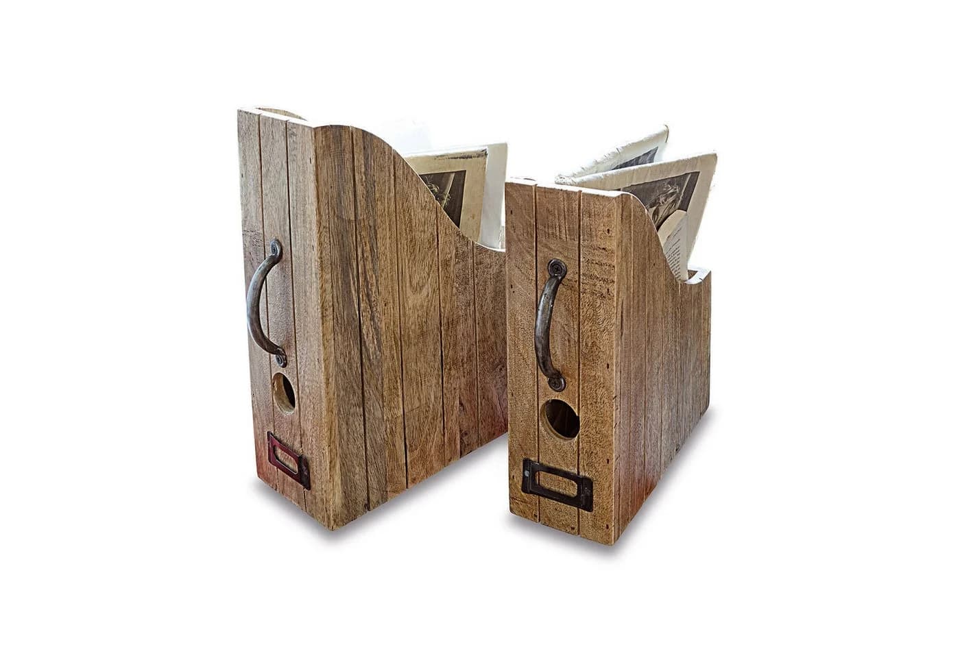 Mirabeau Organizer Stehsammler 2er Set antikbraun Mangoholz - Bild 2