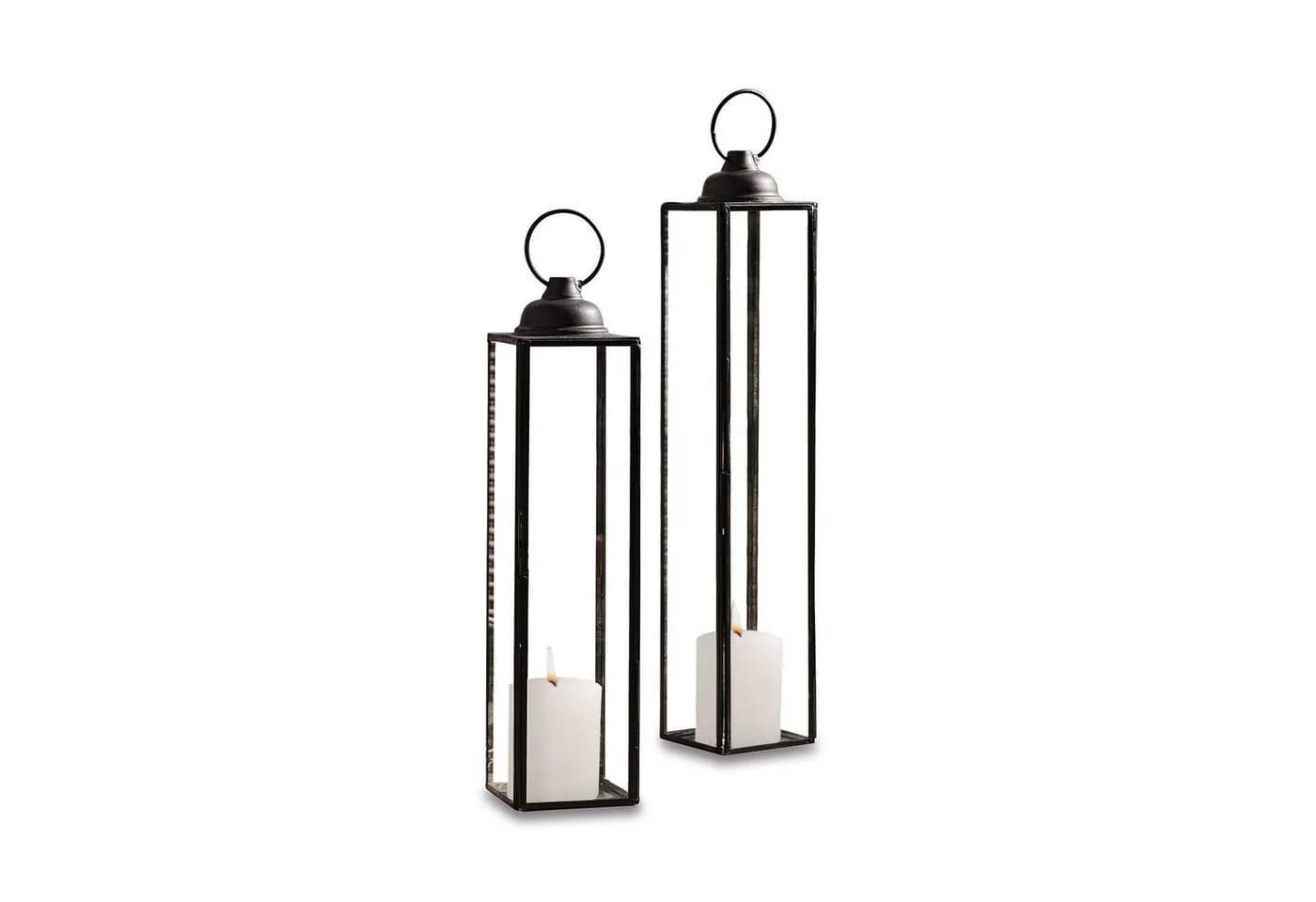 Mirabeau Kerzenlaterne 2er Set Radu antikschwarz Glas Eisen - Bild 2