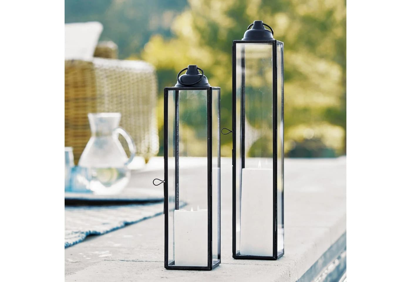 Mirabeau Kerzenlaterne 2er Set Radu antikschwarz Glas Eisen - Bild 3